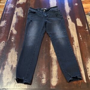 Flying Monkey Black Wash Skinny Jeans with Distressed Details